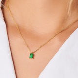 14k Gold Birthstone Necklace Emerald