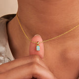 14k Gold Birthstone Necklace Opal