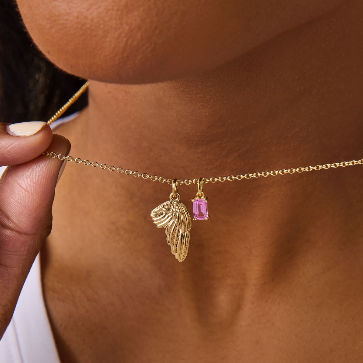 Angel Wing Birthstone Necklace