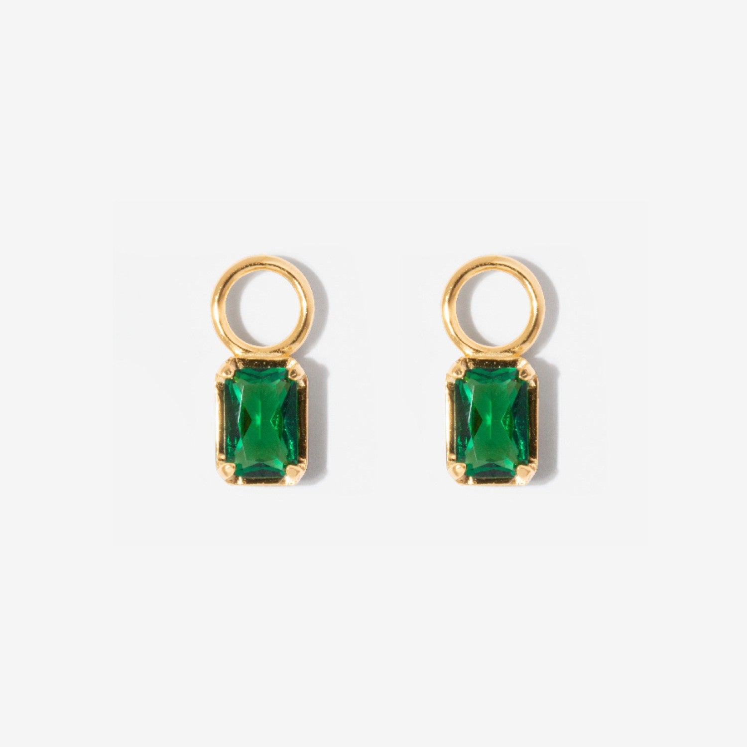 Emerald Baguette Charm in 14K Gold Over Sterling Silver