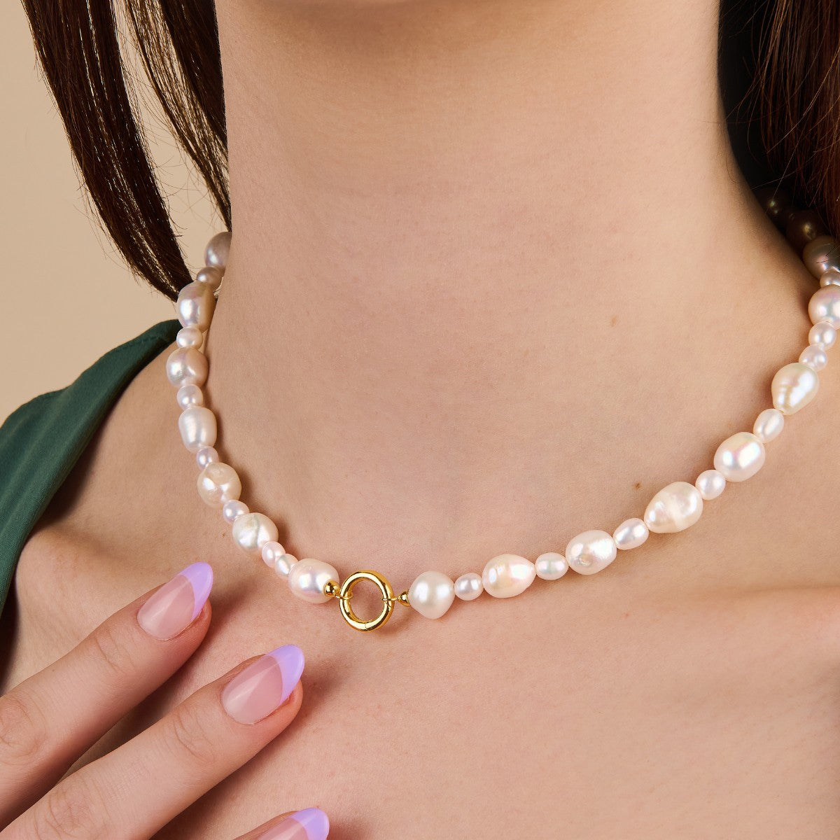 Baroque Mixed Pearl Necklace with Open Front Clasp | Little Sky Stone