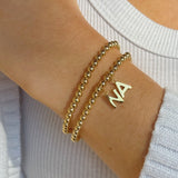 Uppercase Initial Clasp Charm on Bead Bracelet