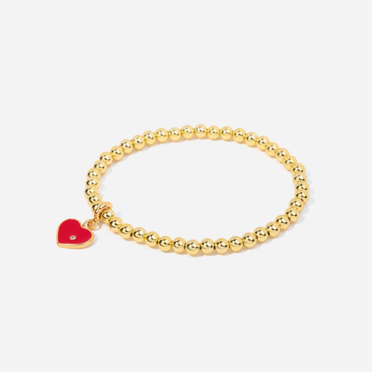 Beaded Red Heart 14K Gold Filled Bracelet