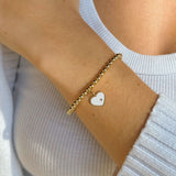 Beaded White Heart 14K Gold Filled Bracelet