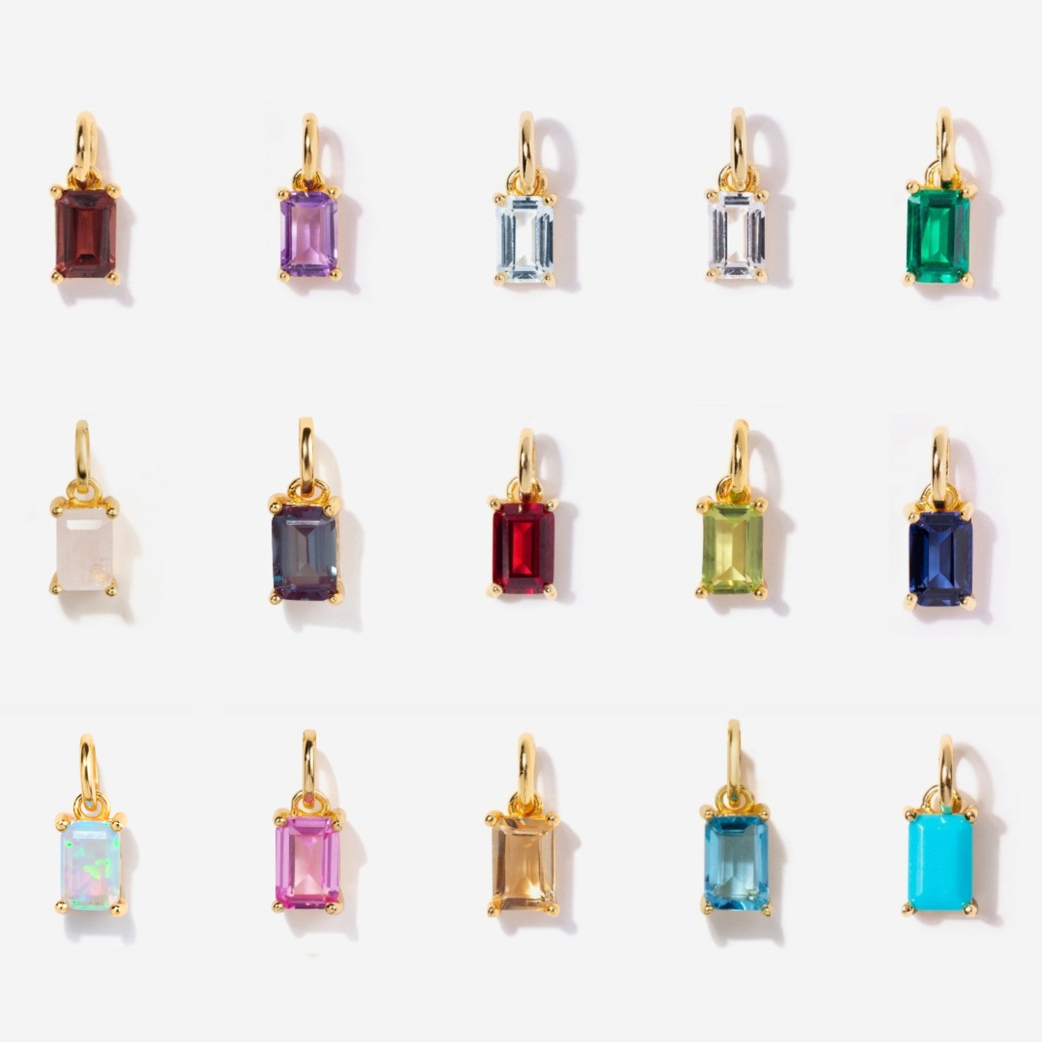 Birthstone Charms in 14k gold plating