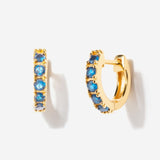 Birthstone Blue Topaz Huggie Earrings