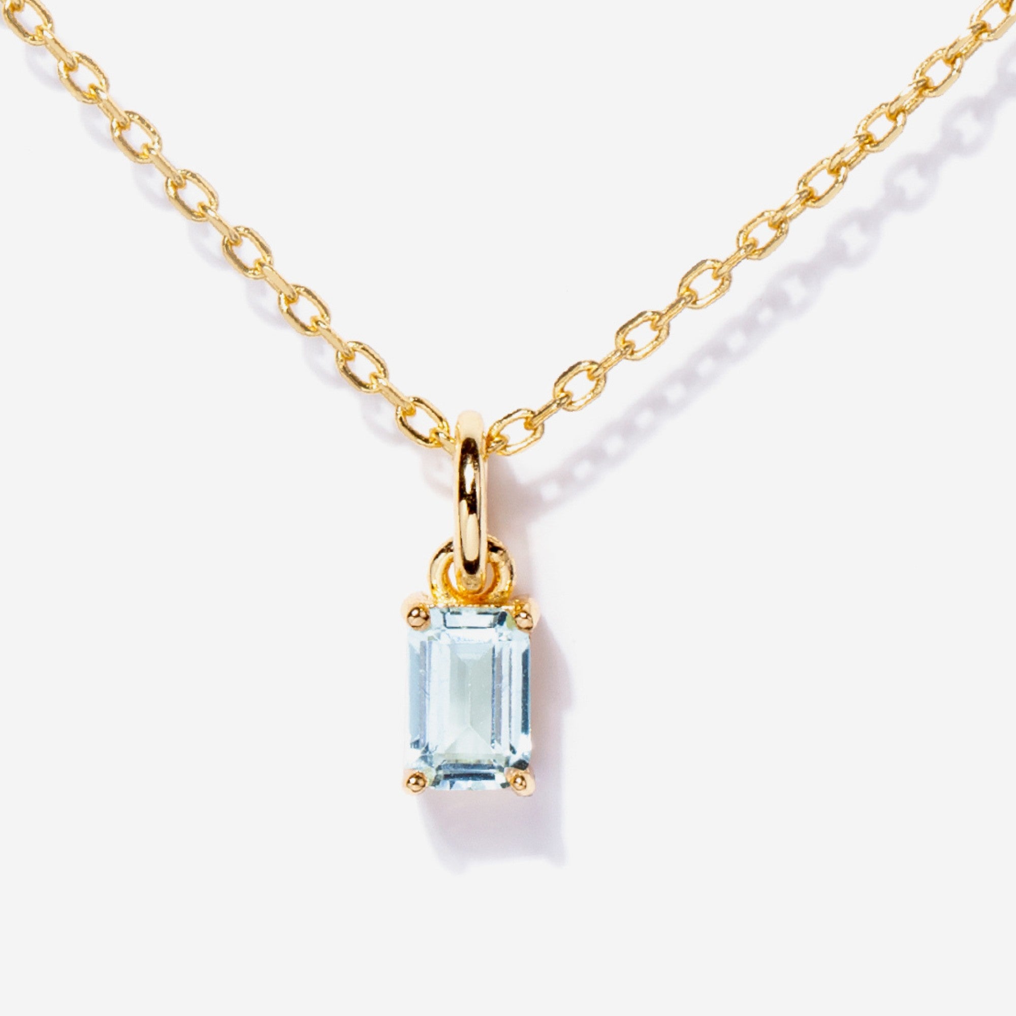 14k Gold Birthstone Necklace Aquamarine