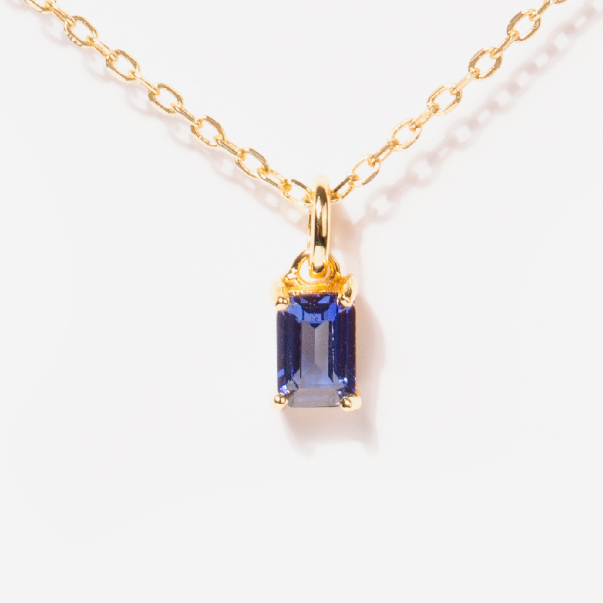 14k Gold Birthstone Necklace Sapphire