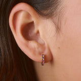 Birthstone Pink Tourmaline Huggie Earrings