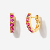 July Birthstone Ruby Huggie Earrings