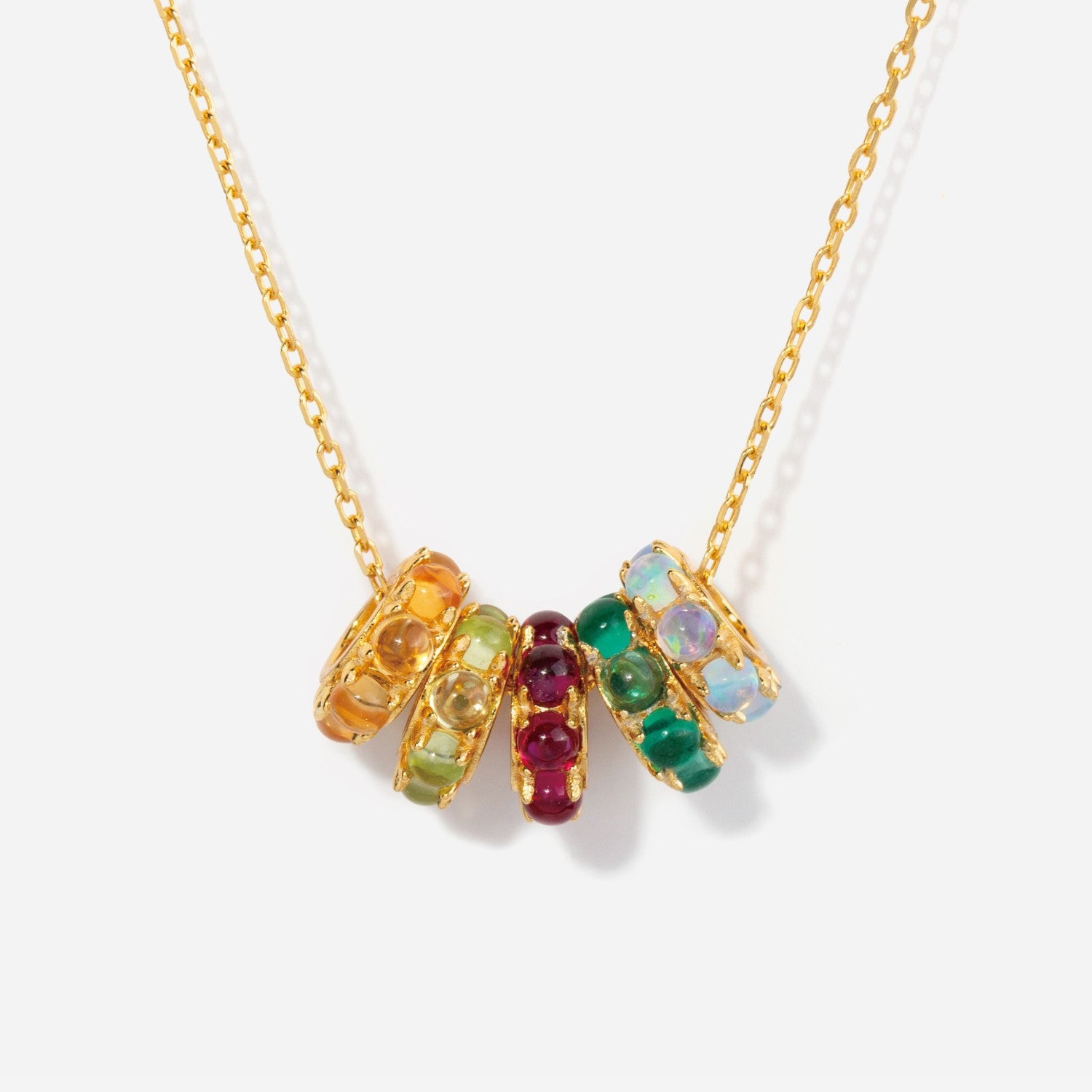 Birthstone Spacer Five Charm Necklace 