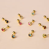 Birthstone Stud Ball Back Earrings