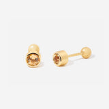 November Citrine Birthstone Stud Ball Back Earrings