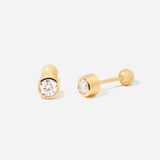 April Moissanite Birthstone Stud Ball Back Earrings