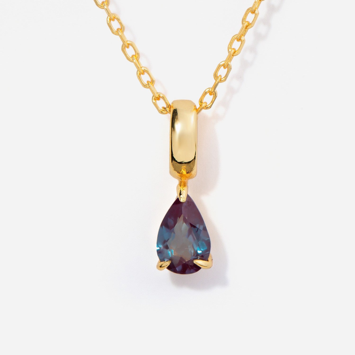 Birthstone Teardrop Alexandrite Necklace 