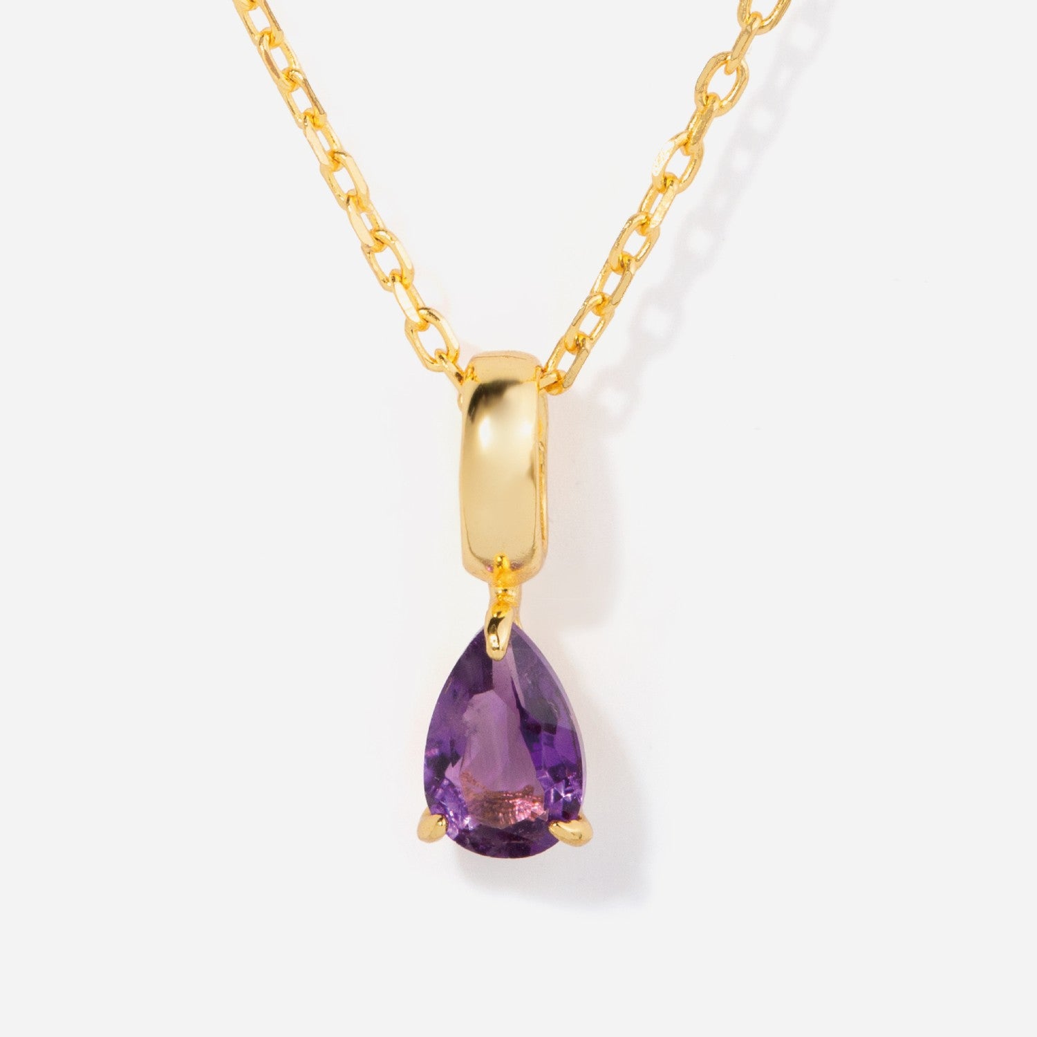 Birthstone Teardrop Amethyst Necklace 