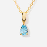 Birthstone Teardrop Blue Topaz Necklace 