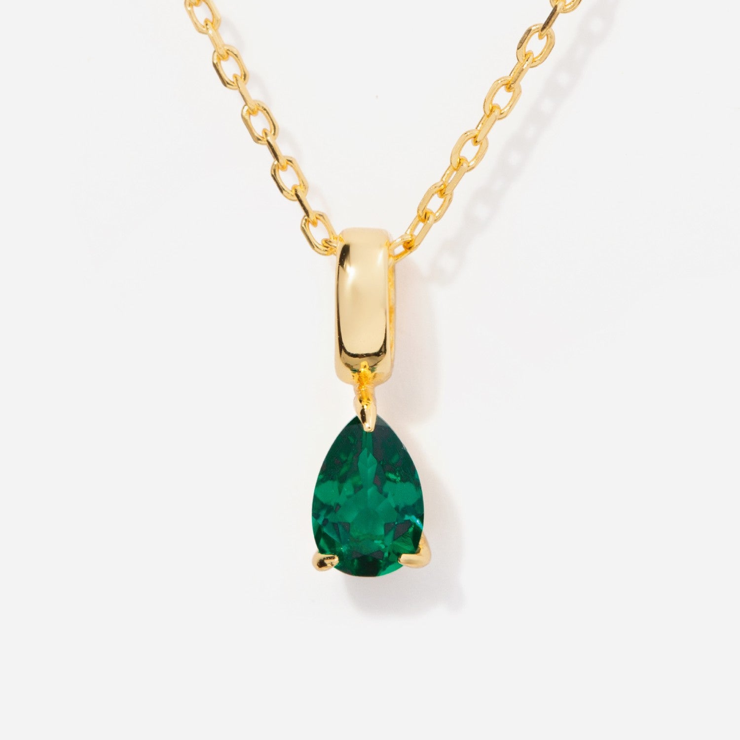 Birthstone Teardrop Emerald Necklace 