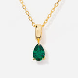 Birthstone Teardrop Emerald Necklace 