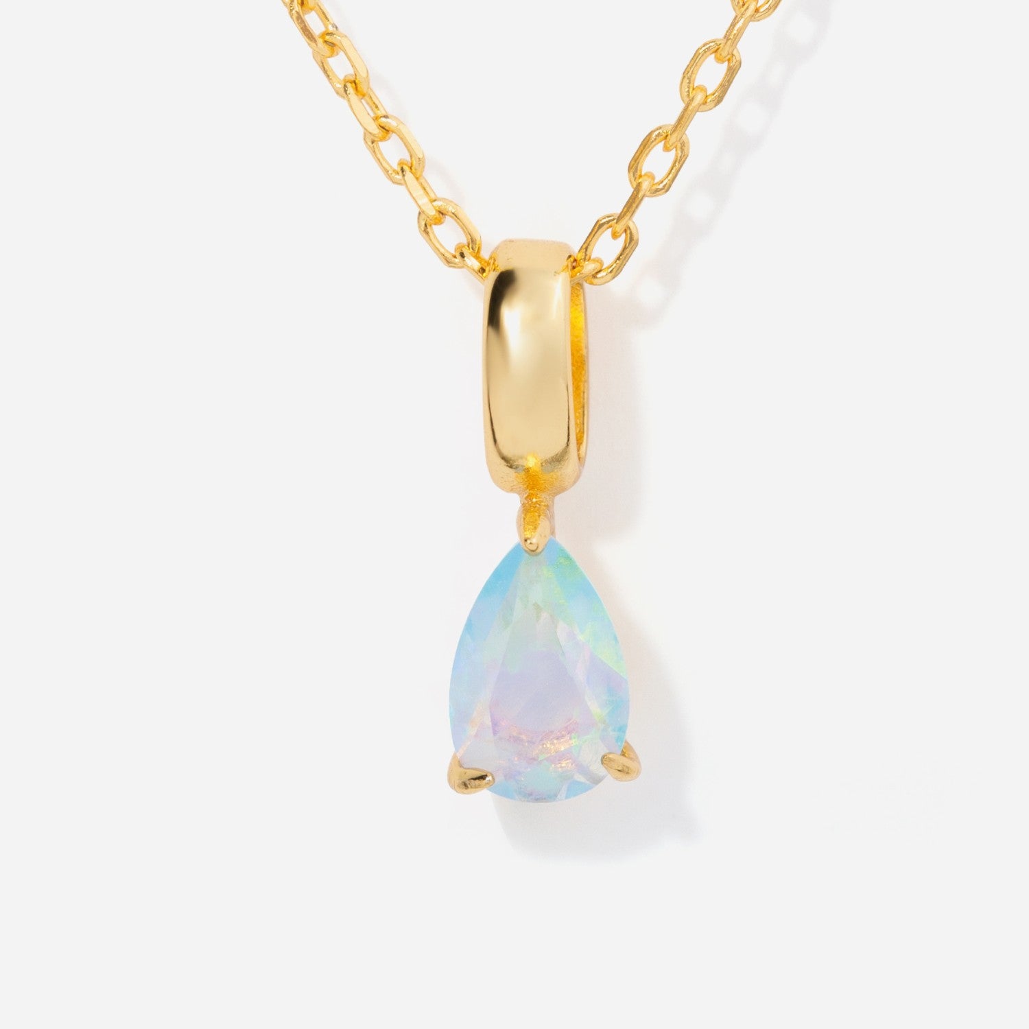 Birthstone Teardrop Opal Necklace 