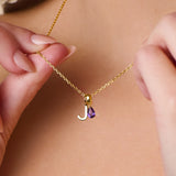 Birthstone Capital Letter Teardrop Necklace For Mom