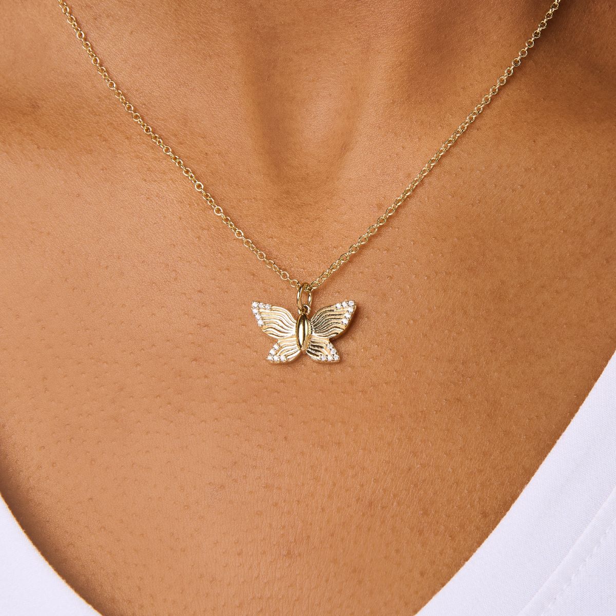 Butterfly Charm Pendant Necklace