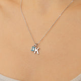 Initial Necklace with Birthstone | Custom Silver Necklace