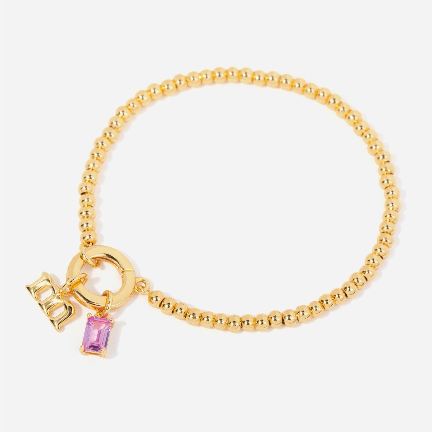 Birthstone Initial Bead Bracelet