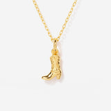 Cowgirl Cowboy Boot Pendant Necklace in 14k Gold Plated | Little Sky Stone