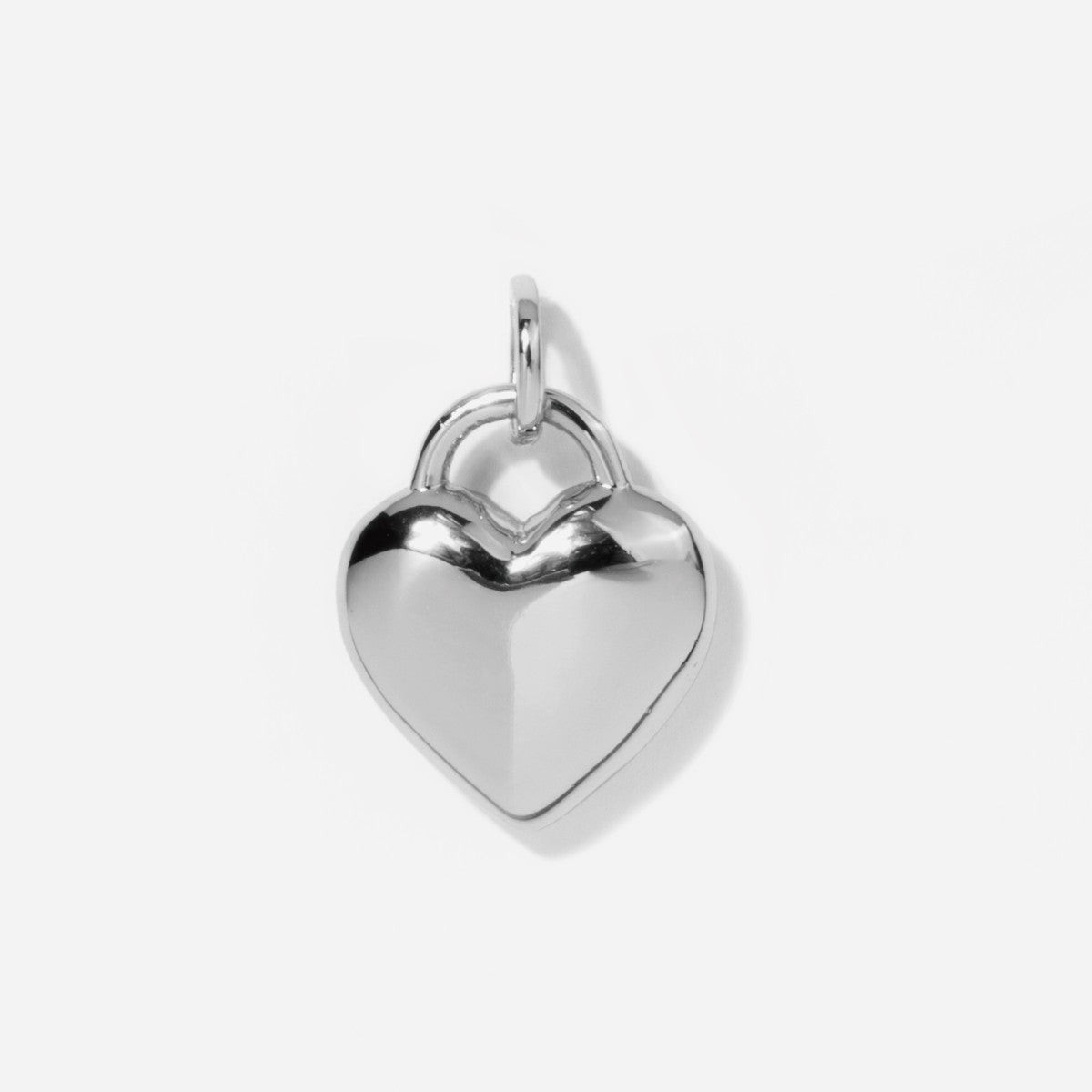 Puffed Heart Silver Charm