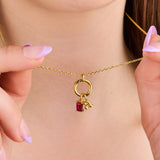 Charm Necklace with Link Lock in 14k Gold Over Silver | Little Sky Stone 