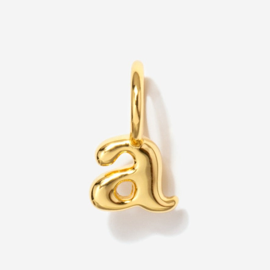 Tiny Lower Case Initial Charm in 14K Gold Over Sterling Silver, N