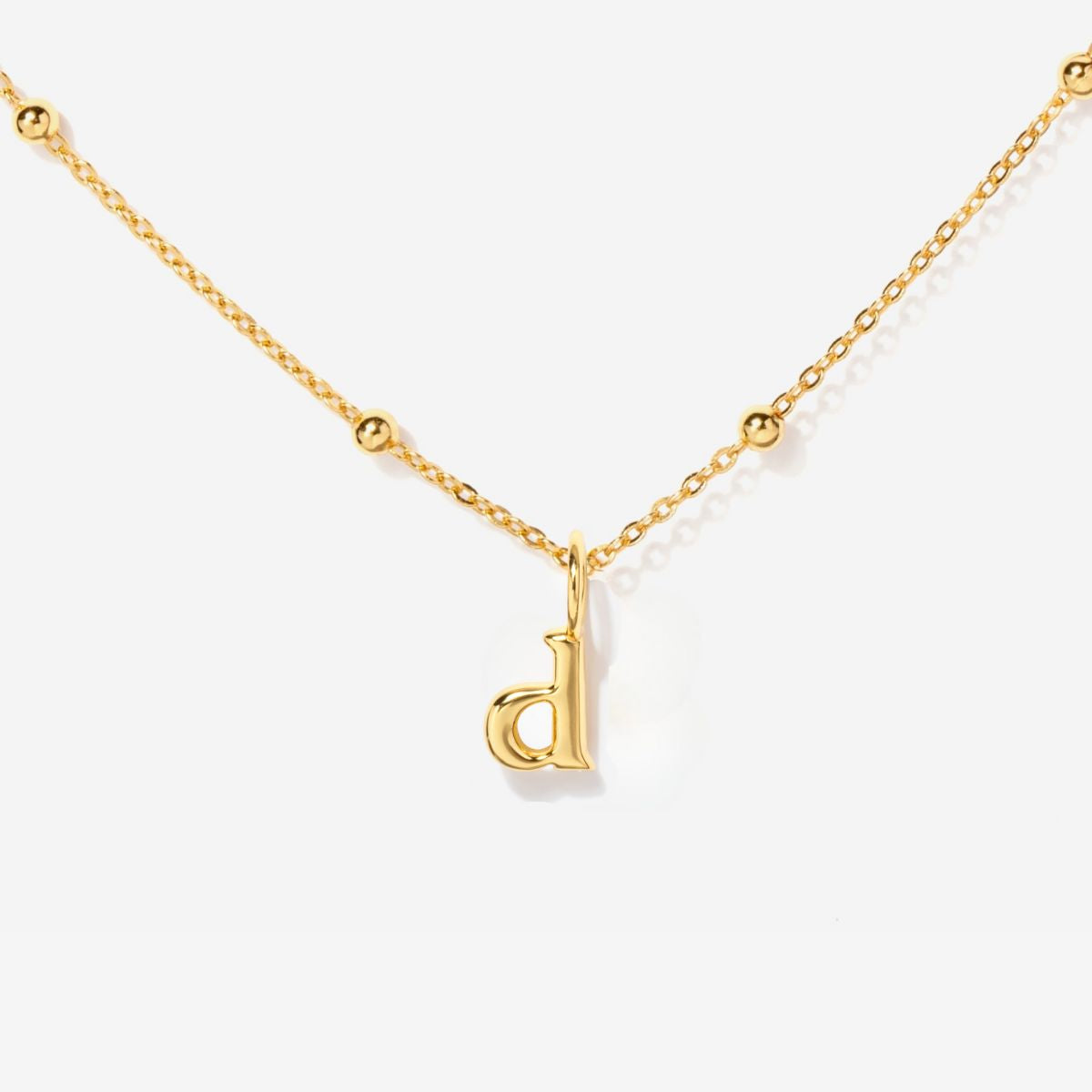 Tiny Lowercase Initial Gold Filled Necklace -d| Little Sky Stone