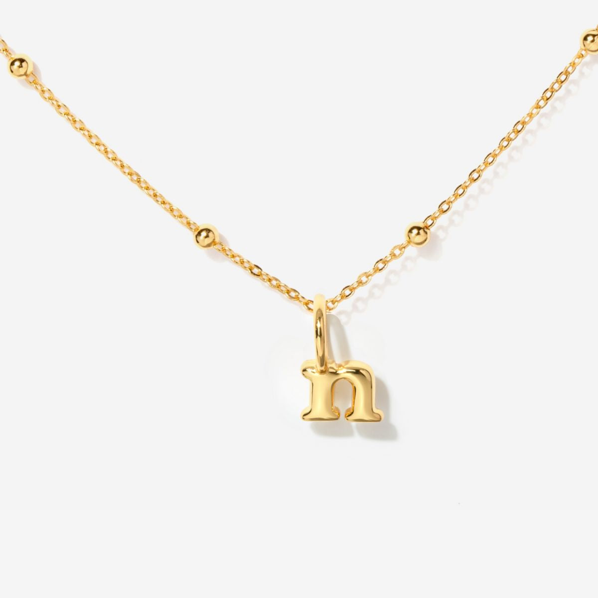 Tiny Lowercase Initial Gold Filled Necklace -n| Little Sky Stone