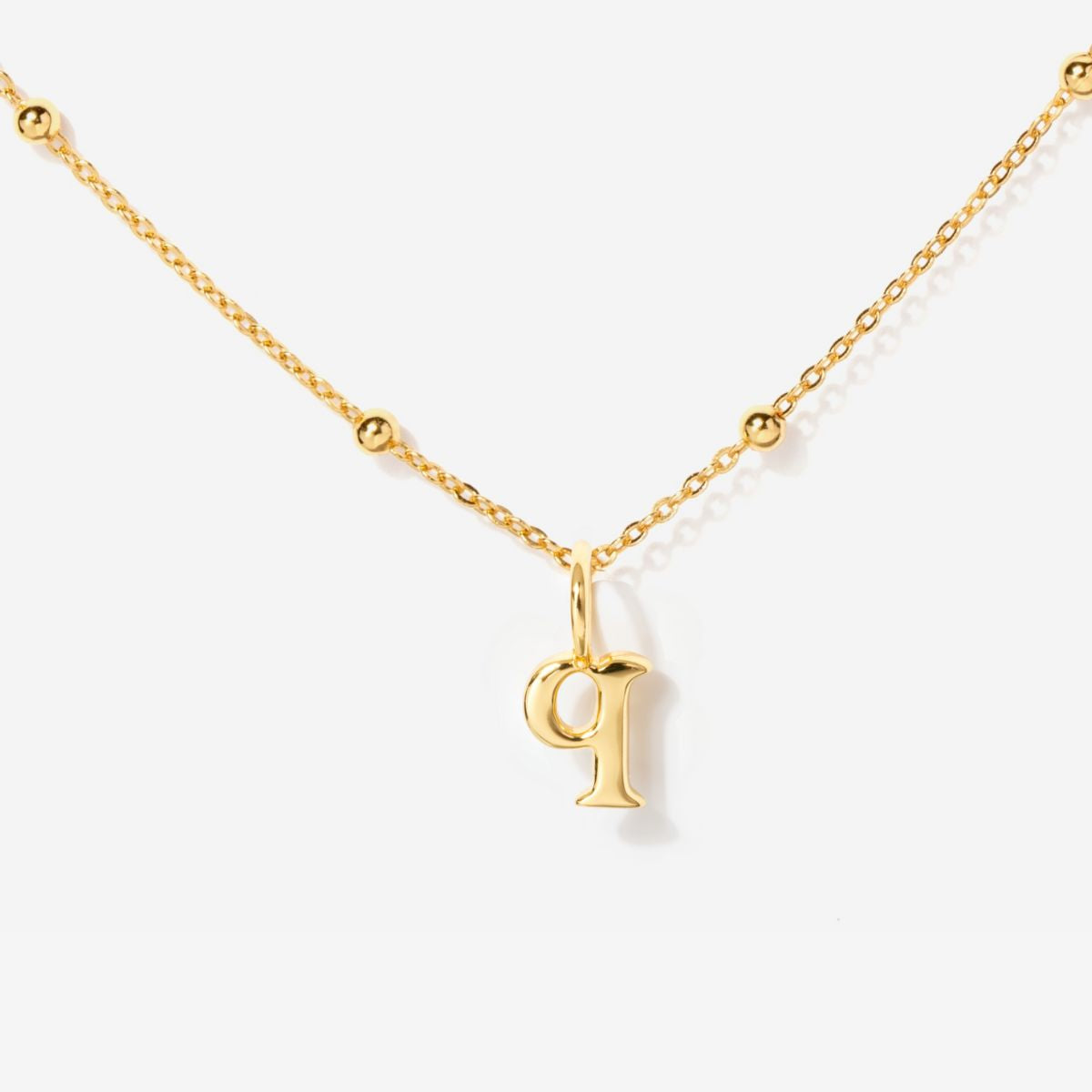 Tiny Lowercase Initial Gold Filled Necklace -q| Little Sky Stone