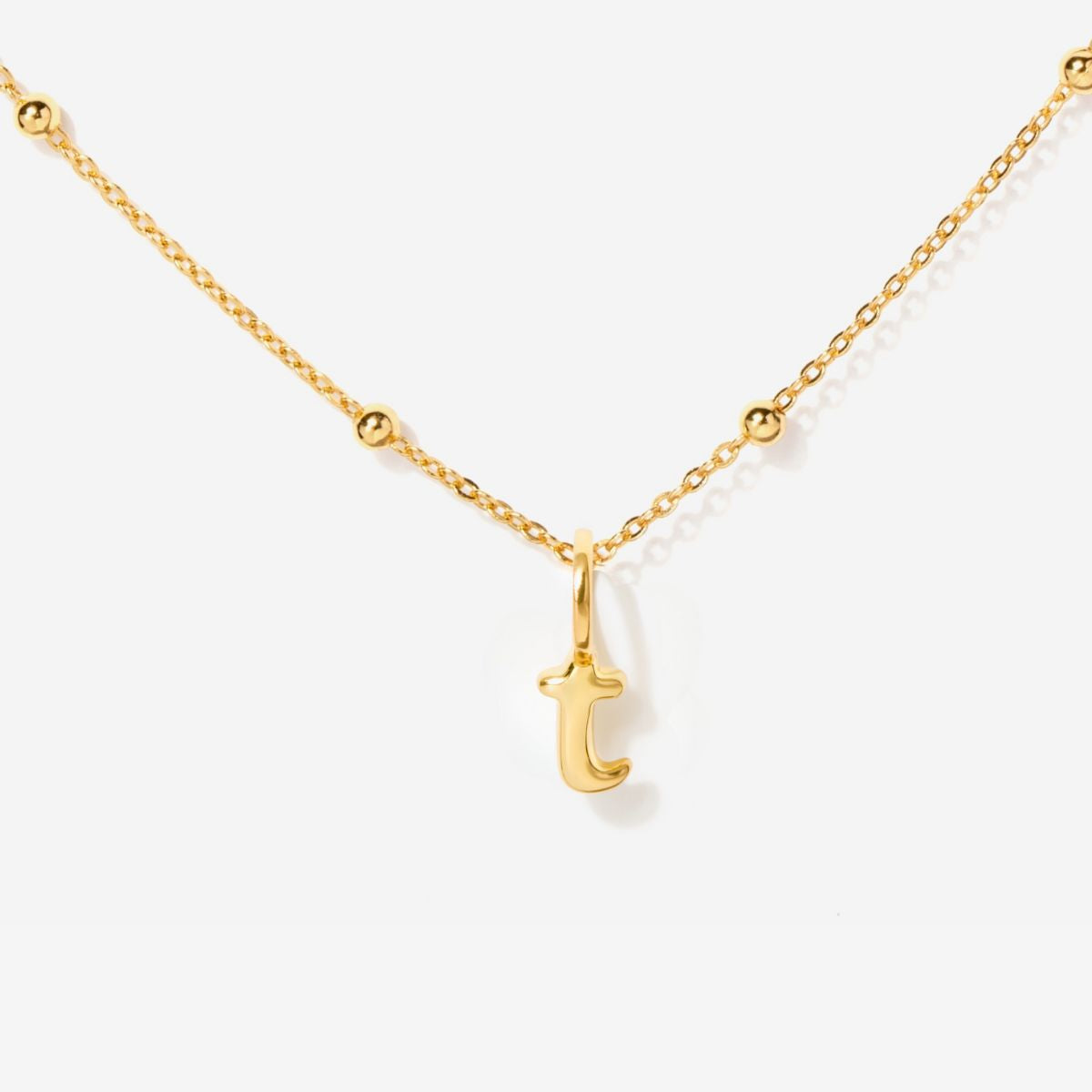 Tiny Lowercase Initial Gold Filled Necklace -t| Little Sky Stone