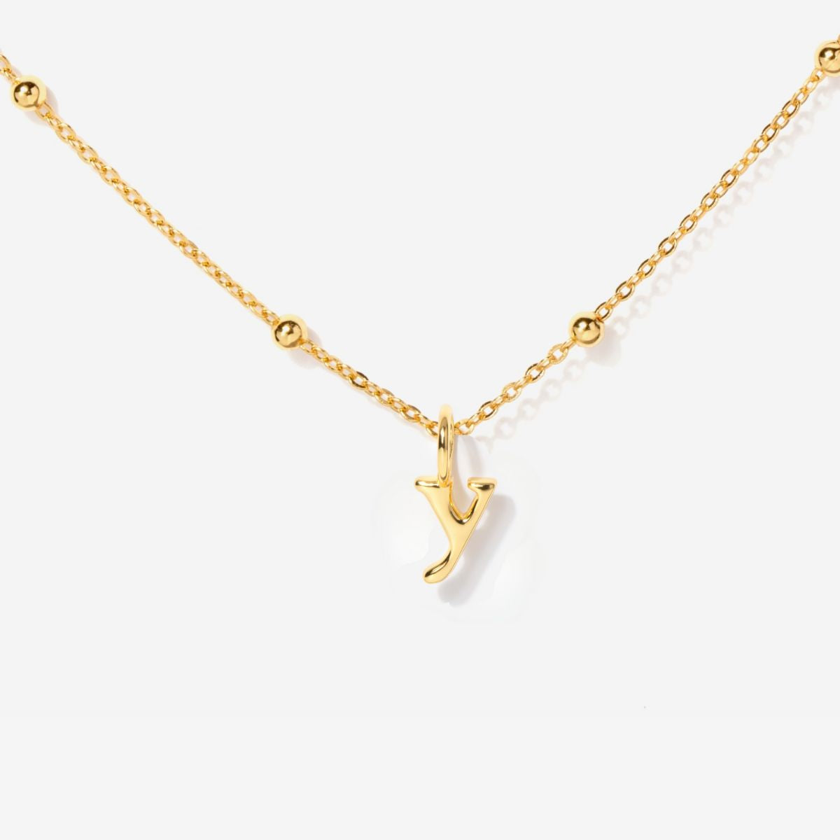 Tiny Lowercase Initial Gold Filled Necklace -y| Little Sky Stone