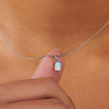 Opal October Birthstone Baguette Silver Necklace | Little Sky Stone