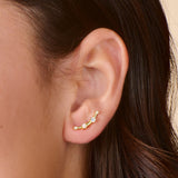 Opal Topaz Curved Ear Crawler Earrings