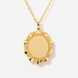 Sunflower Oval Disc Pendant Engravable Necklace