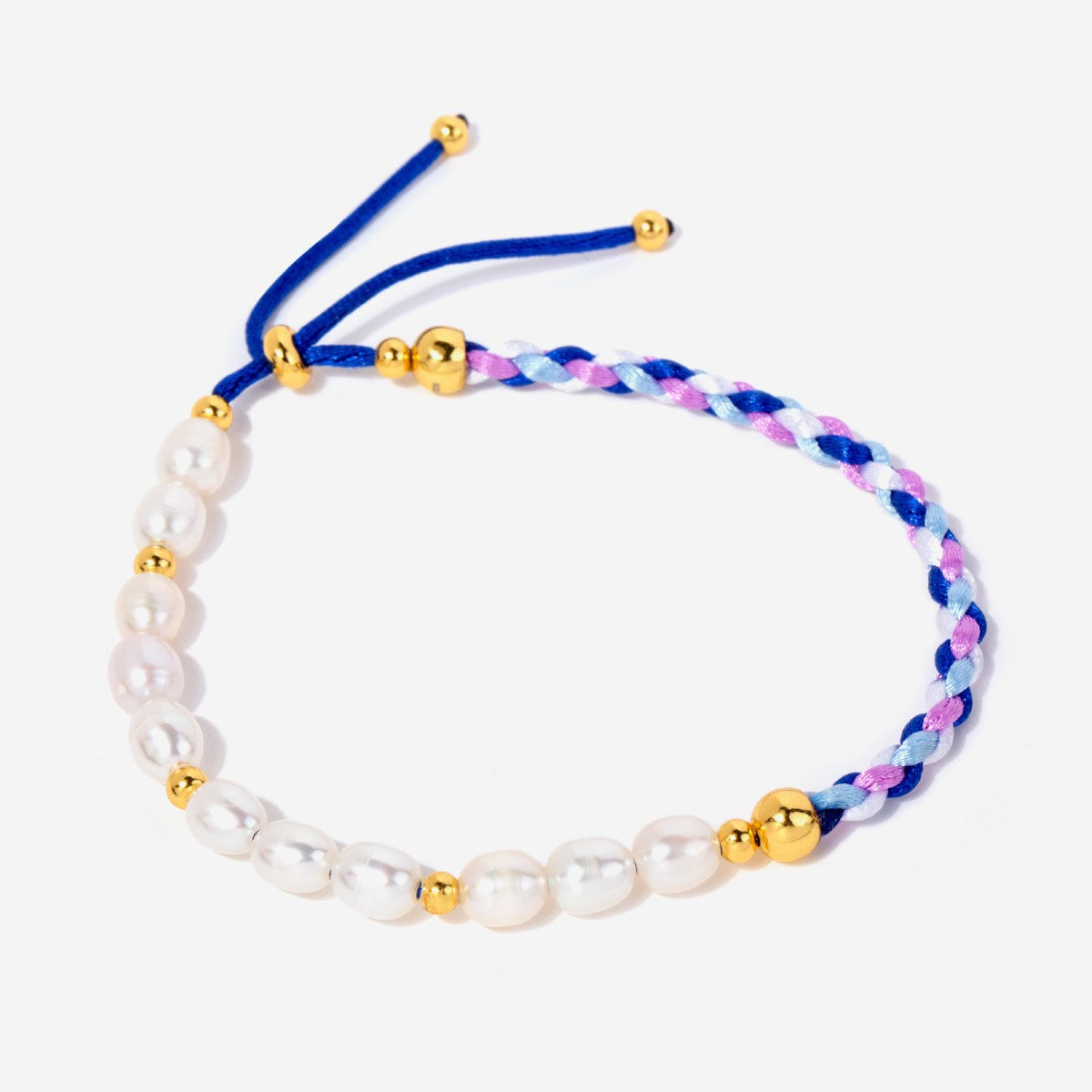 Pearl Gold Bead Blue Cord Bracelet | Little Sky Stone