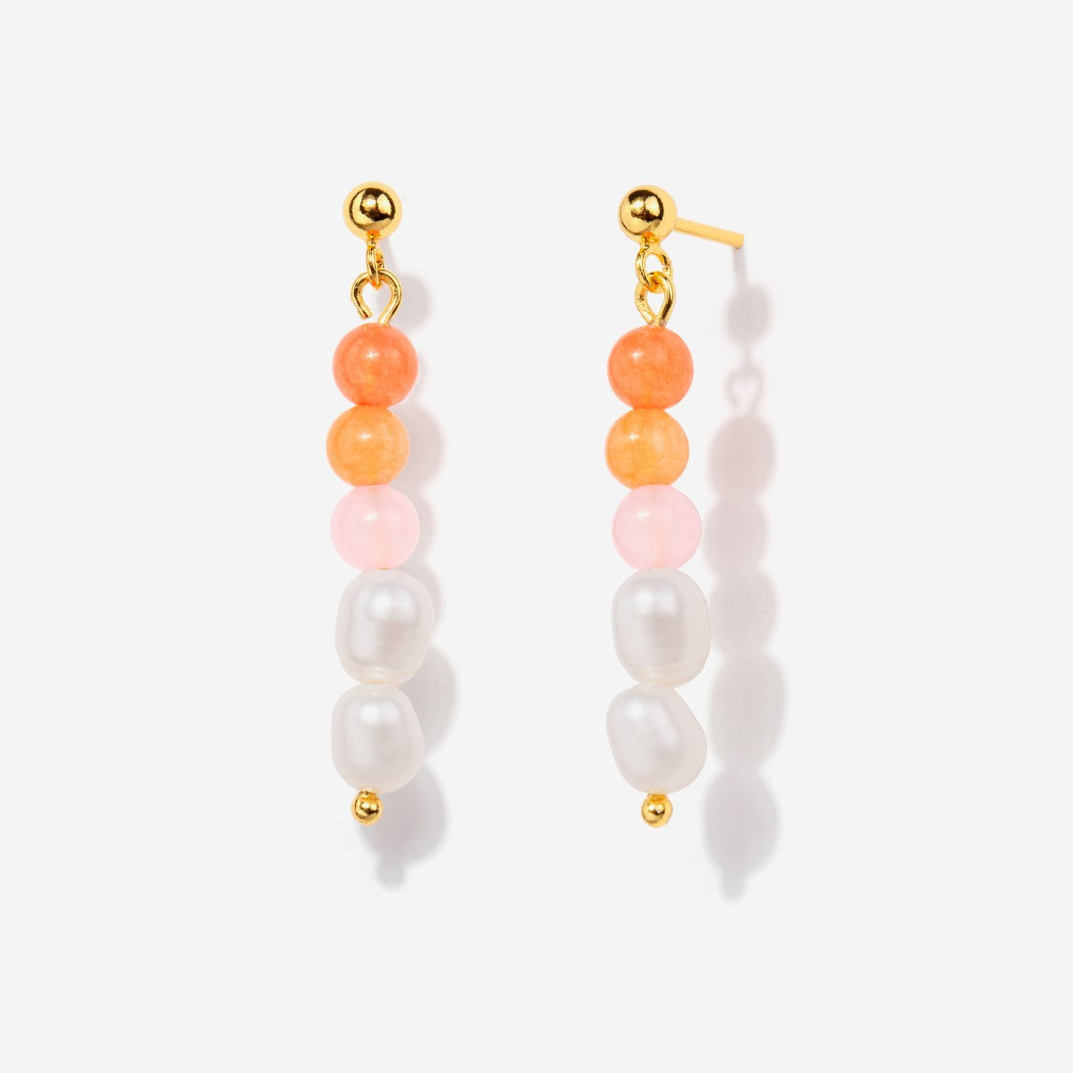 Pearl Pink Bead Drop Gold Earrings | Little Sky Stone