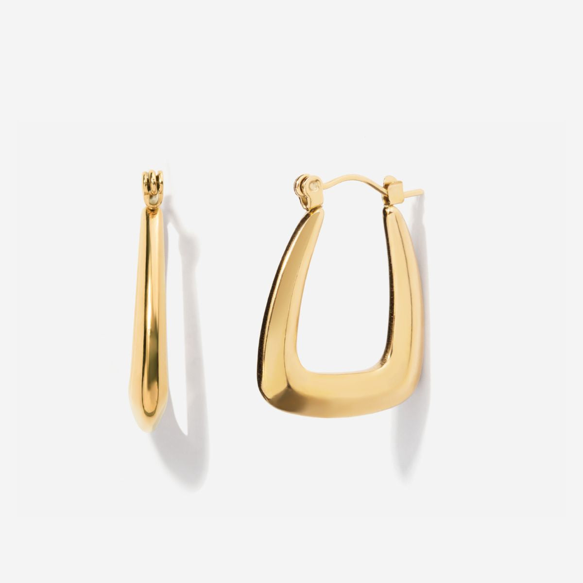 Rectangular Puffed Hoop Earrings