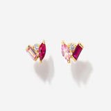 ruby pink sapphire stud earring