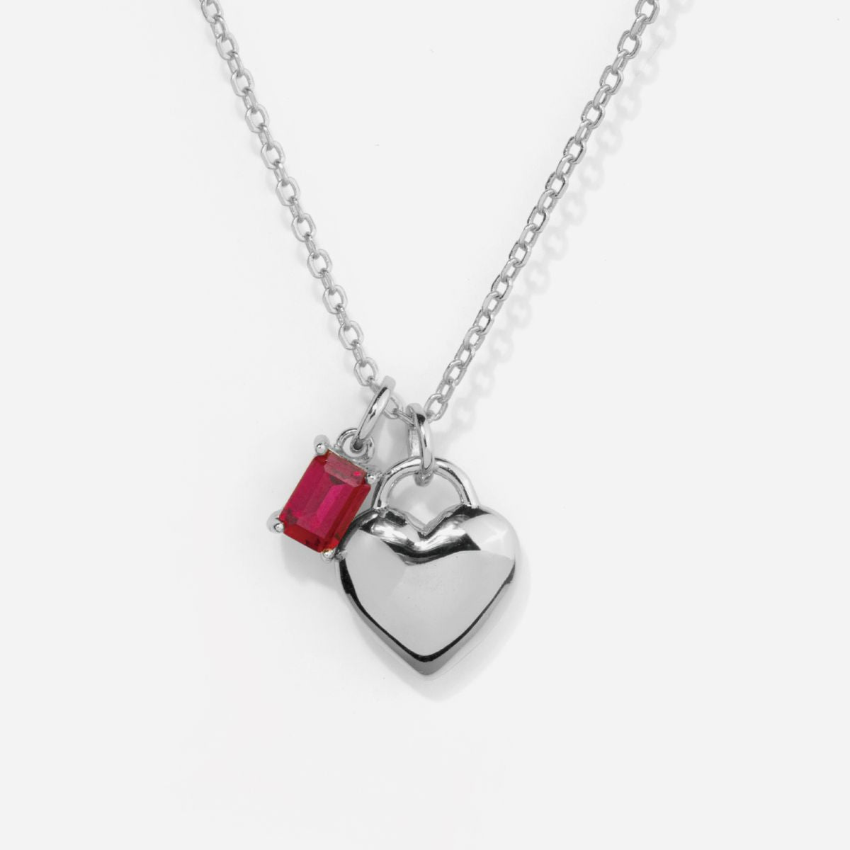 Heart Birthstone Silver Necklace For Her