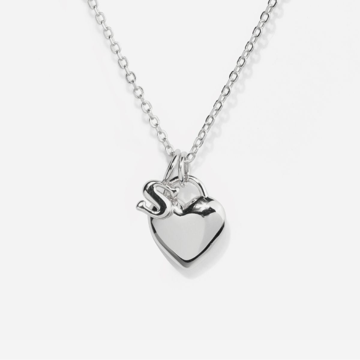 Silver Heart Initial Necklace For Her