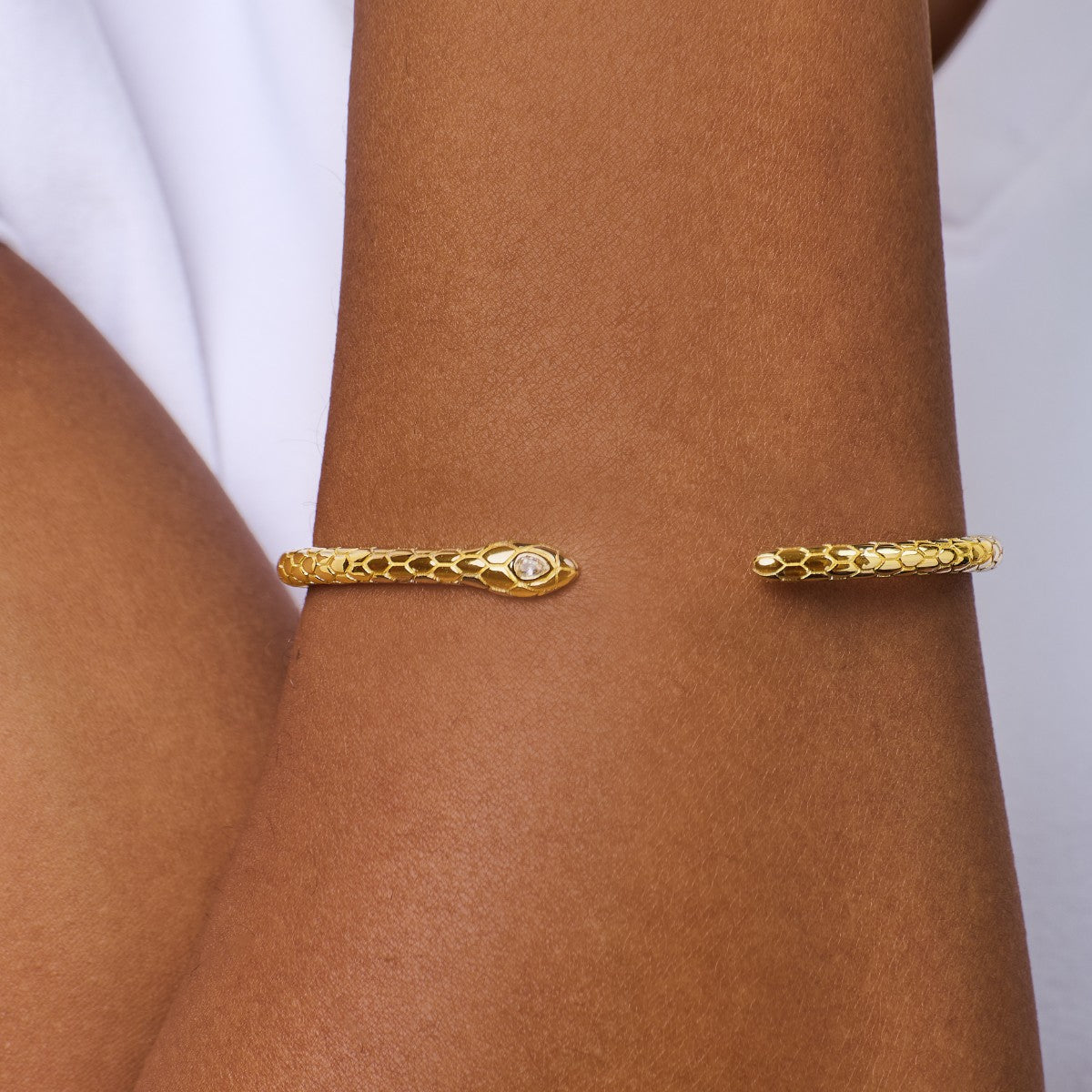 Snake Cuff Bangle Bracelet with clear stone | Year of the Snake Collection