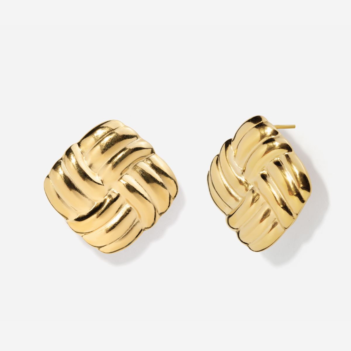 Stripped Square Stud Earrings