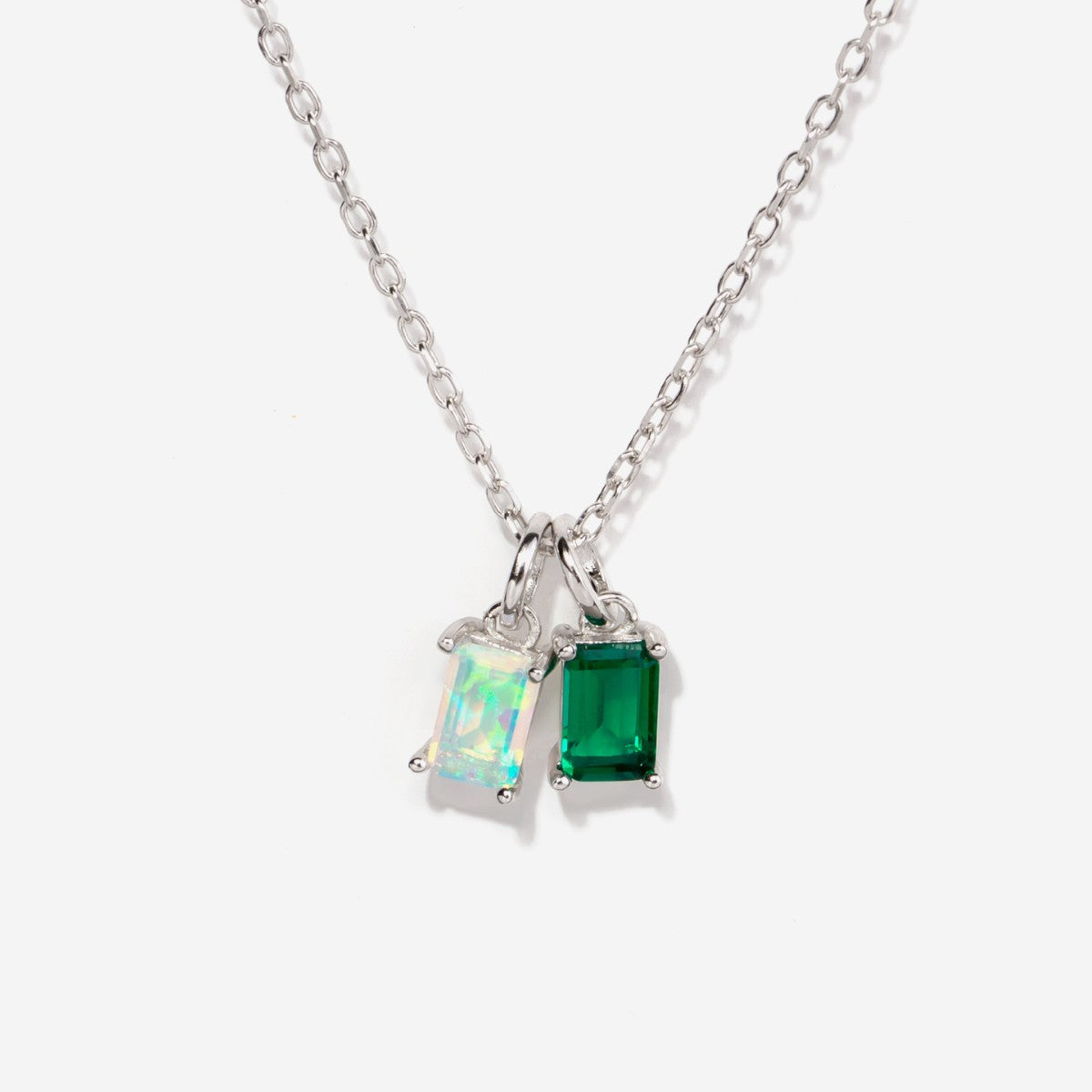 Birthstone Necklace Two Stone Birthstone Silver Necklace Gift for Mom Gift for Grandma Valentine s Day Gift