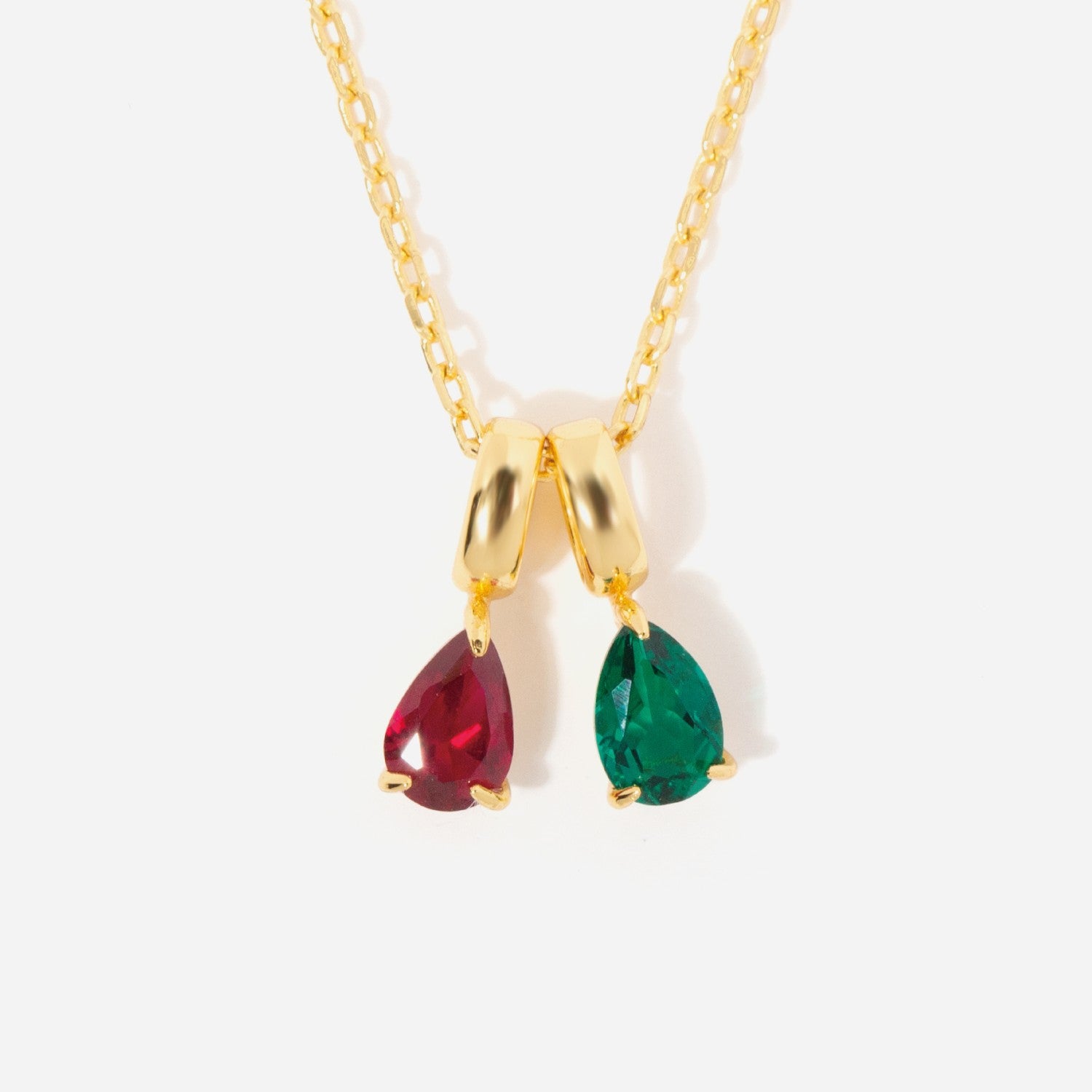 Two Birthstone Teardrop Necklace For Mom